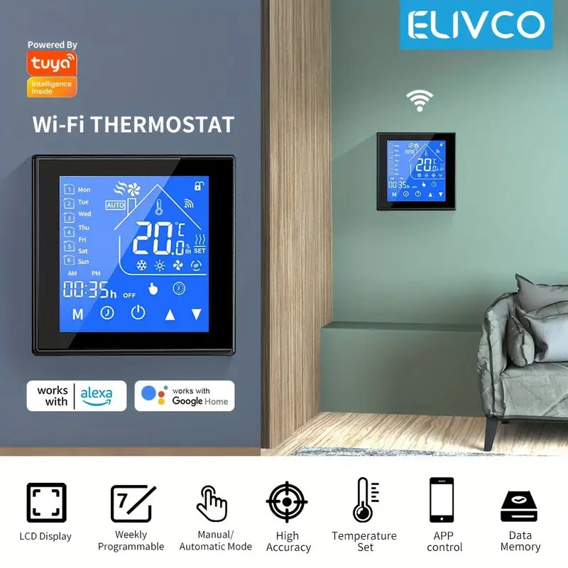 ელექტრო გამაცხელებლის Wifi თერმოსტატი OT008-ELIVCO