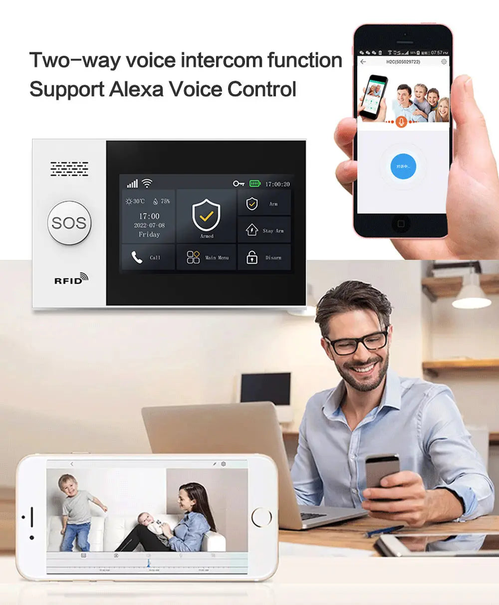 Wofea-ს ბრენდის WIFI+GSM უსაფრთხოების სისტემის ნაკრები SS01-WF107