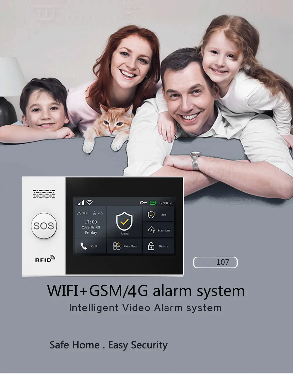 Wofea-ს ბრენდის WIFI+GSM უსაფრთხოების სისტემის ნაკრები SS01-WF107