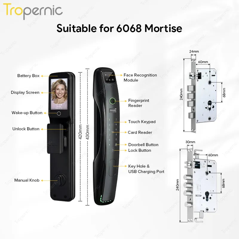 Tropernic-ის ბრენდის ჭკვიანი საკეტი WI-FI-ის მხარდაჭერით SL02-N18